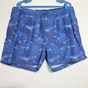 Fat Face Men's Swim Trunk Blue Swim‎ Shorts Blue Sz 2XL Beach Surfer Vacation
